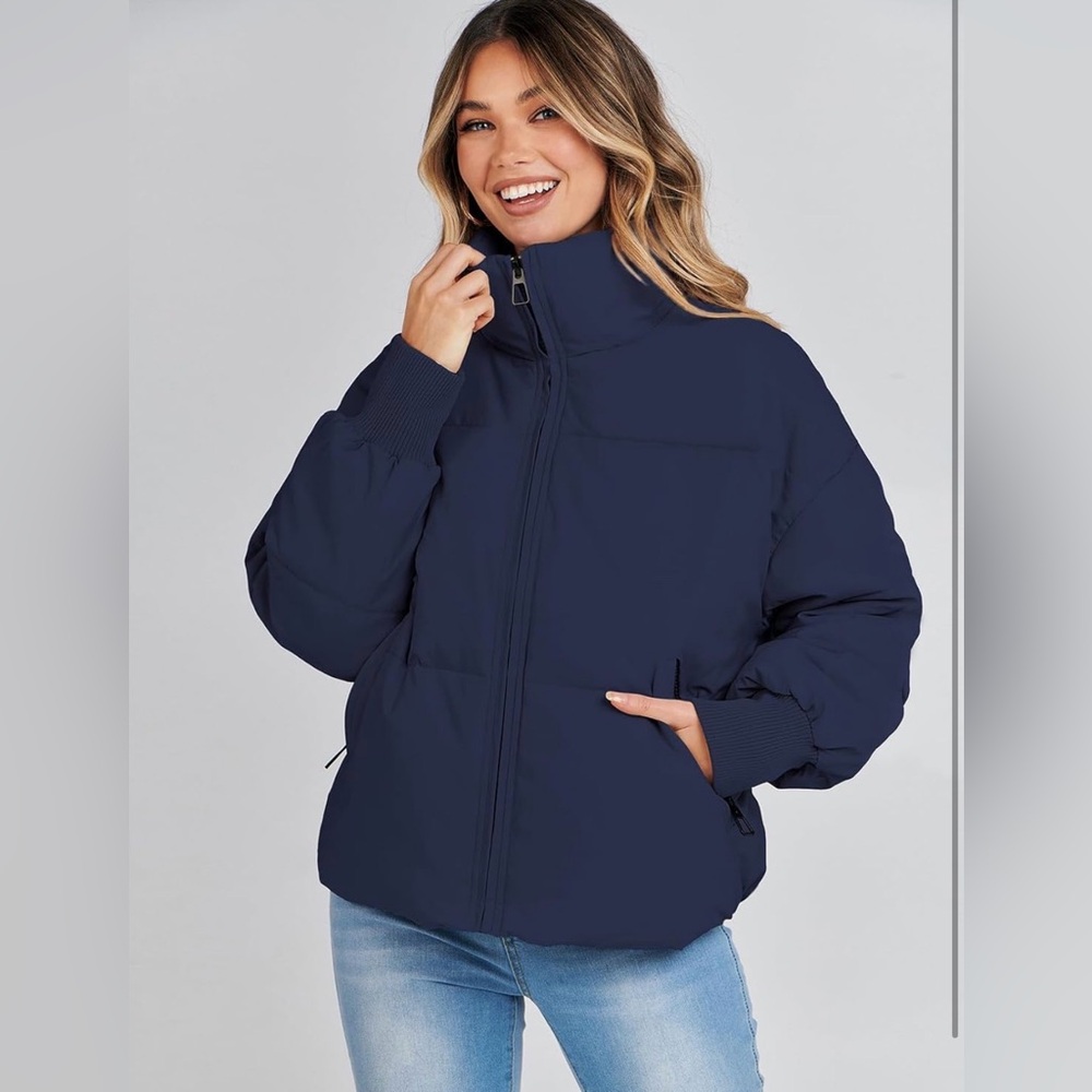MEROKEETY Winter Puffer Jacket Long Sleeve Short Warm Quilted Baggy Coats 2025